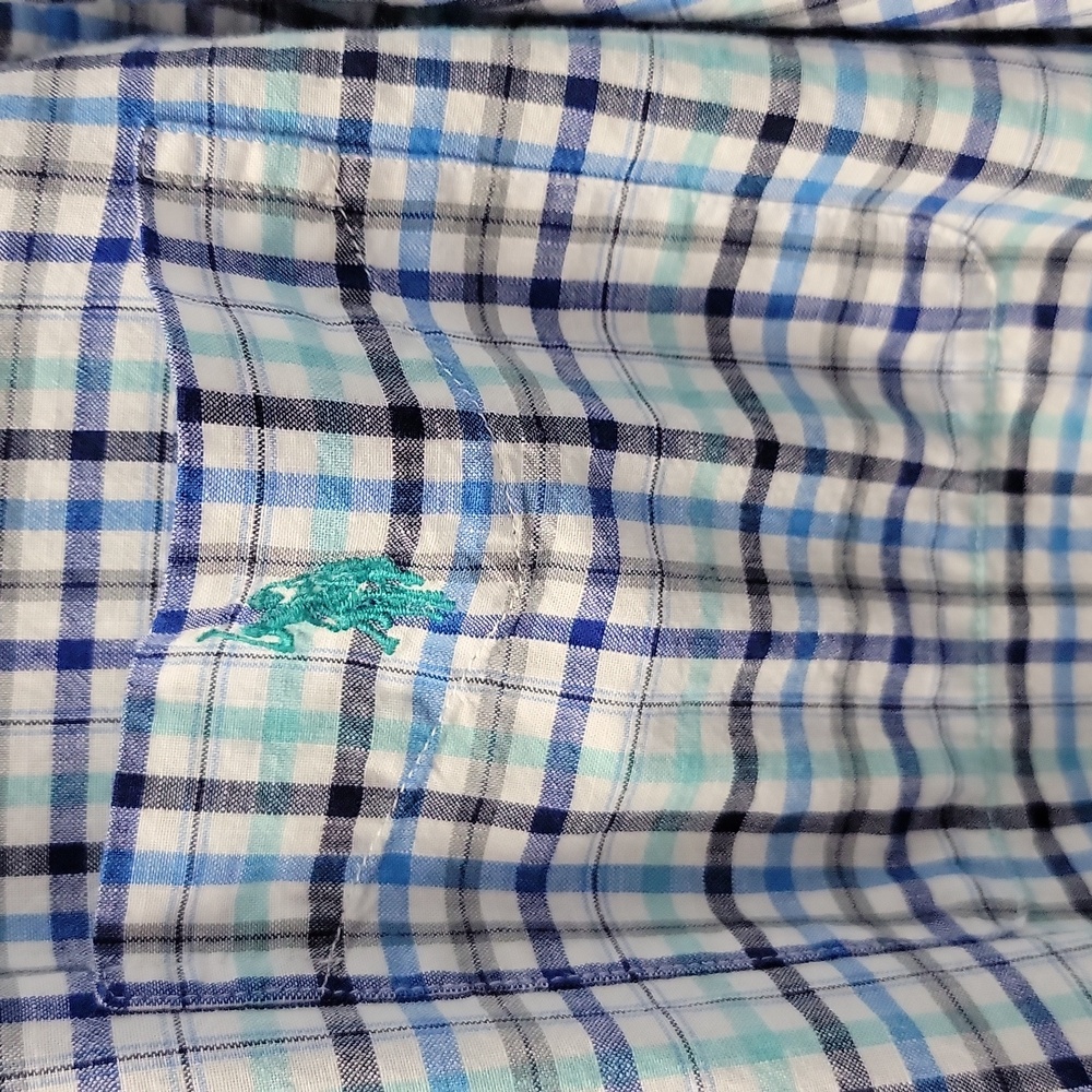 U.S. Polo Assn Men’s Plaid Button‑Down Shirt Blue White Gray Short Sleeve Sze 2X - Picture 5 of 10
